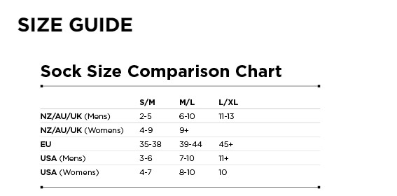 nz sock co size guide